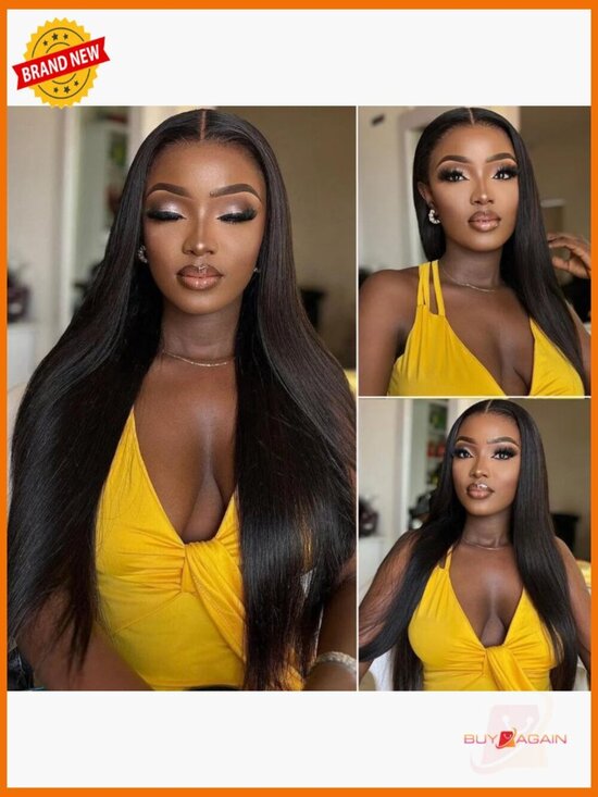 Glueless Lace Front Wig Brazilian Virgin Human Hair 24Inch 4x4 Closure main image 3